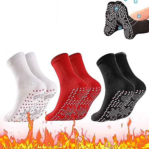 SZTYZ 3 Pairs Tourmaline Acupressure Self-Heating Shaping Socks,Afiz Tourmaline Slimming Health Sock,Foot Massage Hyperthermia Socks,Unisex Magnetic Self-Heating Socks (Mix Color)