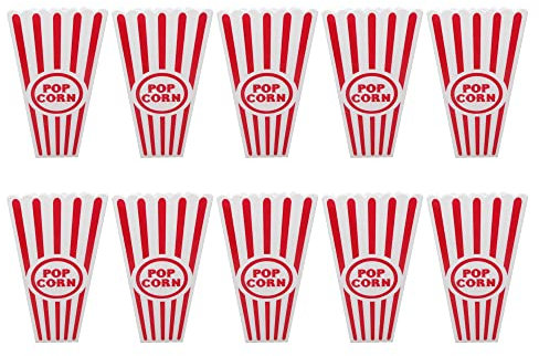 Gadgetime USA Recipientes de plástico para palomitas de maíz para noches de cine, cubos de palomitas de maíz de estilo vintage con estilo rojo y blanco, vasos altos y reutilizables para carnavales,