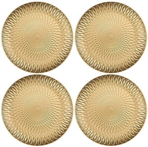 COM-FOUR® 4x sous-assiettes au look élégant - soucoupes comme décorations de table - assiettes décoratives pour mariages, fêtes de famille ou Noël - Ø 33 cm