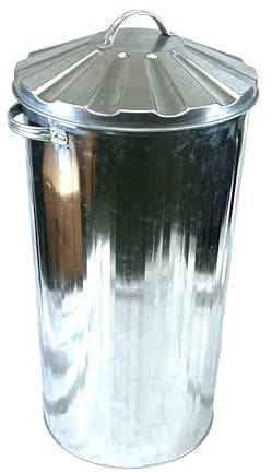 Easy Shopping 50 Litre Galvanised Metal Bin with Lid Vintage Style Home Kitchen Rubbish Waste Recycling Dustbin