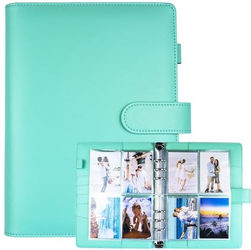 A5-Bindekarte Sammler mit 30 Pack 4-Pocket-Seiten,6 Ringbuch-Album mit 240 Kartenfächern, PU-Leder-Bindemittel mit magnetischem Schnallenverschluss zum Organisieren von Sammelkarten, K-Pop-Fotokarten