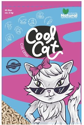 Cool Cat Naturreine Streu für Katzen, 10l, 5 kg, 100% Fichtenpellets, klumpend, staubfrei, hypoallergen, stark geruchsabsorbierend, kompostierbar und 100% biologisch abbaubar