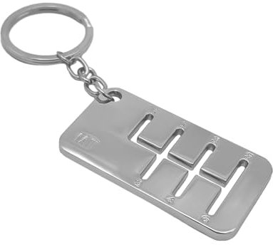 Ohleats Llavero de palanca de cambios de coche, llavero con forma de palanca de cambios de 6 velocidades, llavero creativo para palanca de cambios, accesorios de coche (cromo)