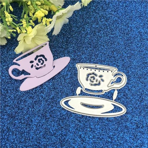 Metal Cutting Dies Stencils Craft,5x2cm Metal Cutting Dies Teapot Teacup Stencils for Scrapbooking Album Paper Card Decorative
