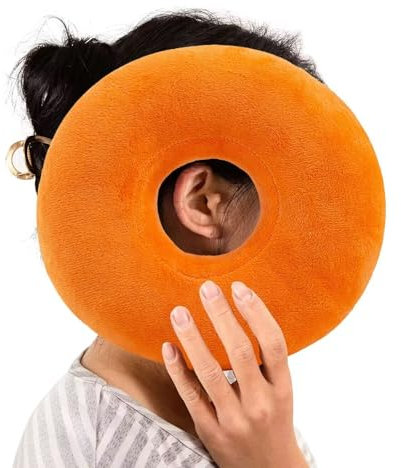 UKTYUAS Piercing Kissen mit Loch,Für Ohr gegen Ohrenschmerzen,Donut Kissen,Ohrkissen,Sleepingring für Seitenschläfer zur Schmerzlinderung, Kissen, Ohrenkissen (Orange)