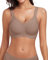 WOWENY Wireless Bras Padded with Support Seamless V Neck Lace Bralette Non Wired Comfy Bustier Everyday Bras for Women[Coffee, L]