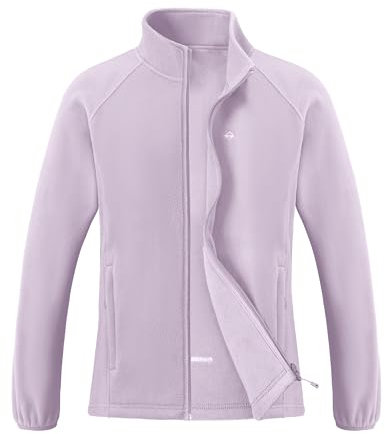 Pioneer Camp Veste polaire légère pour femme - Fermeture éclair - Col montant - Veste chaude pour l'hiver - Veste de survêtement antistatique avec poches,rose gris,XXL