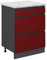 Vicco Schubladenschrank R-Line, Schubladenschrank für die Küche, Rot, 60 cm AP Marmor