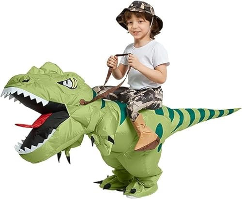 XAMOFAN Disfraz de dinosaurio inflable divertido Dino Traje de senderismo Vestido de Halloween para Fiestas Halloween Cumpleaños Cosplay Unisex (100-125 CM)