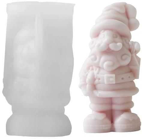 Stampo per candele natalizie, stampo in silicone 3D a forma di Babbo Natale, stampo in silicone per candele natalizie, stampo in resina epossidica, per fai da te, ornamento natalizio per decorazione
