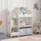 [en.casa] Kinderregal Lysekil Bücherregal für Kinder mit 2 Aufbewahrungsboxen Spielzeugregal 100 x 93 x 30 cm Spielzeug Aufbewahrung Ozean Motiv