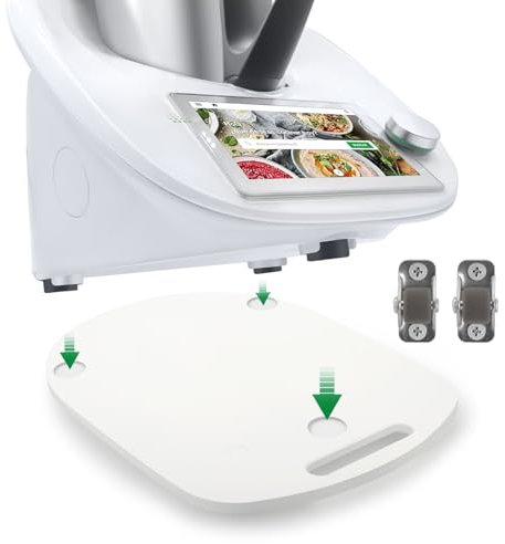 Gleitbrett für Thermomix TM6 TM5 - Rollbrett für Thermomix Vorwerk Küchenmaschine, Bambus Unterlage Brett mit Rollen TM5 TM6 Zubehör Schnelles Bewegen Rollbrett mit Gummifüße Weiß