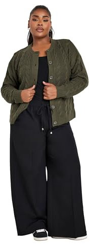 Yours Curve Green Cable Knit Cardigan - Women's - Plus Size Curve