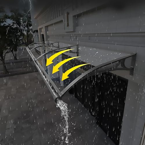 NINGXUE Marquesina para Puerta de Entrada con Fregadero, toldo Exterior Transparente de Aluminio para Ventana, toldo Exterior, Refugio contra la Lluvia con Placa de policarbonato Transparente y Marc