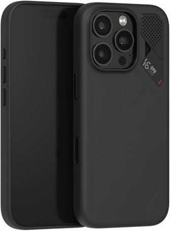 Aulumu A16 Vegan Leather Cooling for iPhone 16 Pro Case | Updated Camera Control | with Cooling Fins | Luxury Comfort | Compatible with MagSafe | Complete Wrap-Around - Touch Black