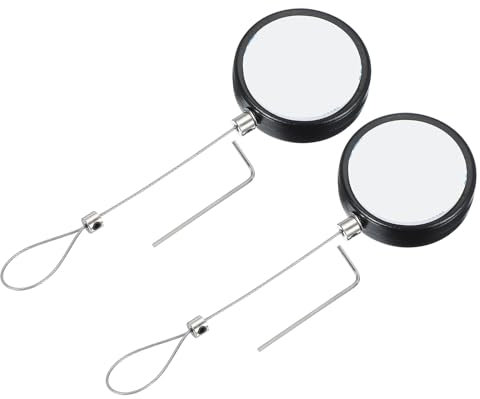 PATIKIL 5 Ft Retractable Remote Control Tether, 2 Pcs Round Security Cable Lanyard Lock with Double Sided Adhesive for TV Remote Control Gaming Controller, Black(Lock Buckles)