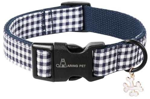 ARING PET Hundehalsband, Kariertes Hundehalsband mit Schnellverschluss aus Kunststoffschnalle, Bequemes Halsband aus Baumwolle für Jungen und Mädchen Hunde