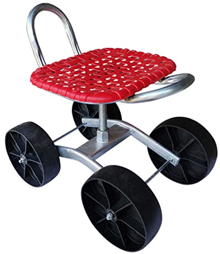 Garten-Kniehocker mit 4 Rollen, robuster Rollsitz, zum Jäten, Pflanzen und Rasenpflege, höhenverstellbar und um 360 Grad drehbar