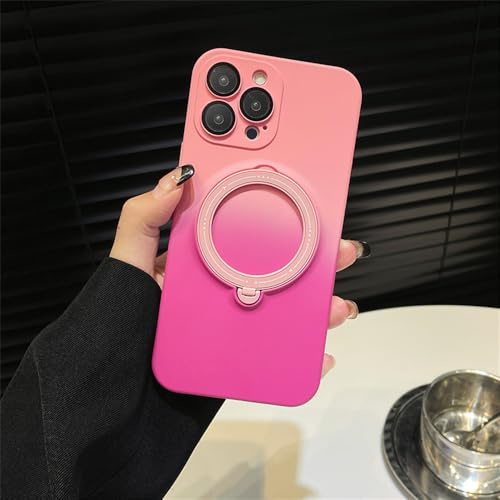 DENUVI Coque dégradé magnétique de Charge sans Fil pour iPhone 14 Plus 13 12 11 Pro Max Couverture de Support de béquille en Silicone Souple Mat, Rose Rose, pour iPhone 13 Pro