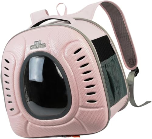 Gcljlmy Katzen-Rucksack, Tragetasche für Haustiere, Reisetragetasche, belüftet, faltbar, Verstellbarer Riemen, Raumkapsel-Haustier-Rucksack für Katzen im (ROSA)