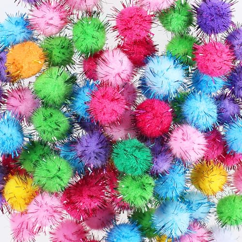 Classicseali 100 Stück Bastelkugeln Glitzer 20mm, Pompons Glitzer zum Basteln