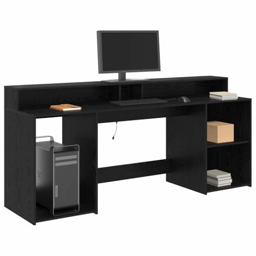 vidaXL Desk with Drawer Black oak 200 x 55 x 91 cm Engineered wood