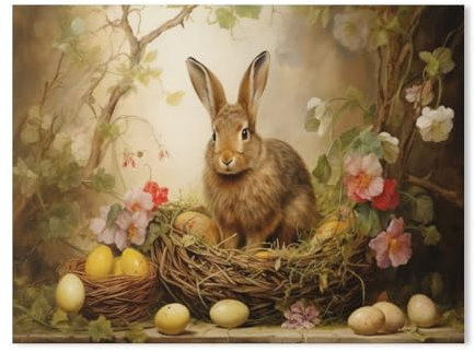 GSBRSNTS Osterhäschen，Blechschild, Aluminium, Wandkunst, Dekoration, Badezimmerschild für Restaurant, Badezimmer, Küche（30 x 40 cm） 12 x 16 Zoll-AF53