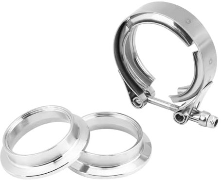 Miosugo V Band Flansch, V Band Schelle kit, V-Band-Schellenflansch-Kit für Turbo-Auspuff-Downpipes aus Edelstahl (2.5 Zoll)