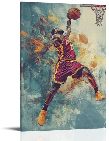 JHKJTK Exquisites Leinwandbild, Druck, Pop-Art, Sportposter, LeBron James Dunking, Basketball, moderne Familienzimmer-Dekoration, 40 x 60 cm