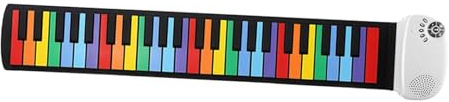 Tastiera arrotolabile a mano, 49 tasti, robusta, per bambini, colore bianco