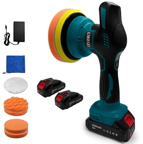 Poliermaschine Auto für Makita 18V mit 2pcs Akku 6 Zoll Politur mit 8-Gang | 8 Variablen Geschwindigkeiten, Orbital Auto Polierset für Auto Detailpflege und Kratzerentfernung