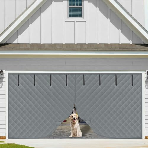 Générique Rideau De Porte De Garage Magnétique À Isolation Thermique, Kit D'isolation pour Porte De Garage pour l'hiver Rideau Isolant Thermique Tissu Oxford, pour Terrasse Extérieur(Gris,310x210cm)