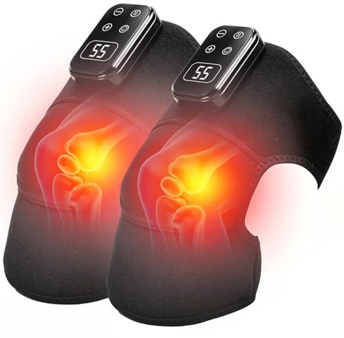 FormiPow Knie Massagegerät, Elektrisches Kniemassagegerät mit 5 Heizstufen (45-65°C) & 5 Vibrationsstufen, 30 Min Timer, Knee Massager für Knie, Ellenbogen & Schulter