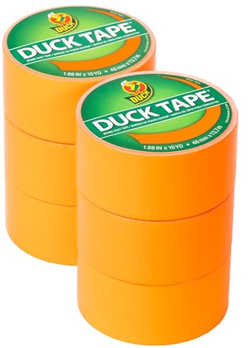 Duck Marke 1265019_C Color Duct Tape, 4,8 cm. x 15 m, 6 Rollen, Neonorange, 6 Rollen