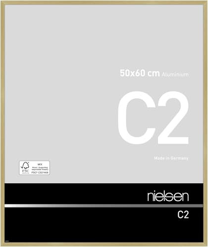 nielsen Bilderrahmen, 50 x 60 cm, Aluminium, Gold matt, Posterrahmen zum Aufhängen im Hoch- & Querformat, Echtglas, C2