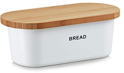 Zeller 25355 Brotkasten, weiß, Melamin/Bamboo, ca. 36x20x14,5 cm, 36 x 20 x 14,5 cm