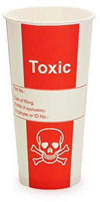 Lot de 50 gobelets en carton pour laboratoire ou fête – Contenance 500 ml – Motif tête de mort et inscription « Toxic »