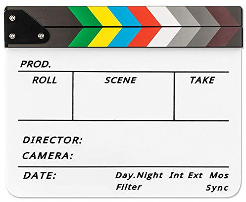 Fotover Video Szene Clapperboard Movie Filmklappe Dry Erase Slate for Director Film Movie Cut Action