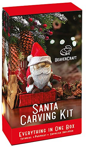 BeaverCraft Holzschnitzset für Kinder DIY 06 Santa - Schnitzmesser Set für Anfänger Erwachsene und Jugendliche - Hobby für Erwachsene Holzbearbeitung lernen für Kinder - Holzschnitzerei