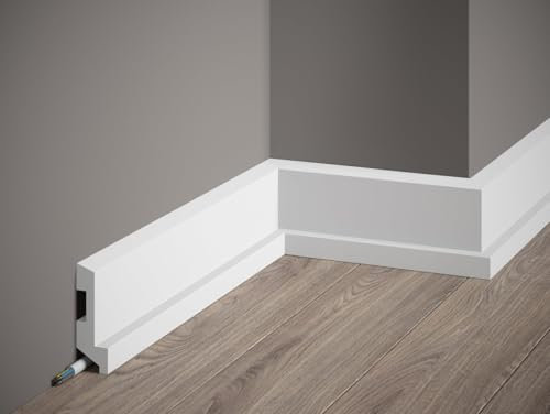 Sockelleiste Mardom Decor MD024 ScratchShield® Berliner Profil Fußleiste weiß 200 cm x 8,0 cm x 2,7 cm