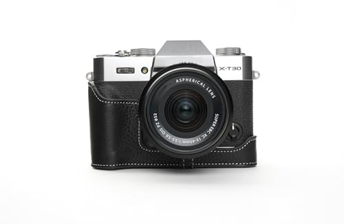 Handarbeit aus echtem echtem Leder halb Kamera Tasche Abdeckung für FUJIFILM X-T30 X-T20 X-T10 schwarz Farbe