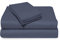 Pizuna Bleu Foncé 100% Coton Parure de Lit 2 180x200 Personne avec Traversin, Satin de Coton Mercerisé 400 Fils 1 Drap Housse, 1 Drap Plat, 2 Taie Oreiller, 1 Traversin (Drap de Lit 2 Personnes)
