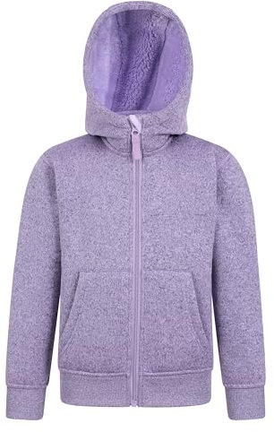 Mountain Warehouse Nevis Kids Hoodie - Full Zip Winter Top, Warm Hood, Ribbed Cuffs & Hem, 2 Front Pockets - Suitable For Boys & Girls Lilac Kids Size 5-6 Years