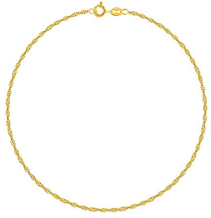 PLANETYS - Chaîne de Cheville Argent 925/1000 Plaqué Or Jaune 18 Carats Maille Singapour Largeur: 1.4 mm