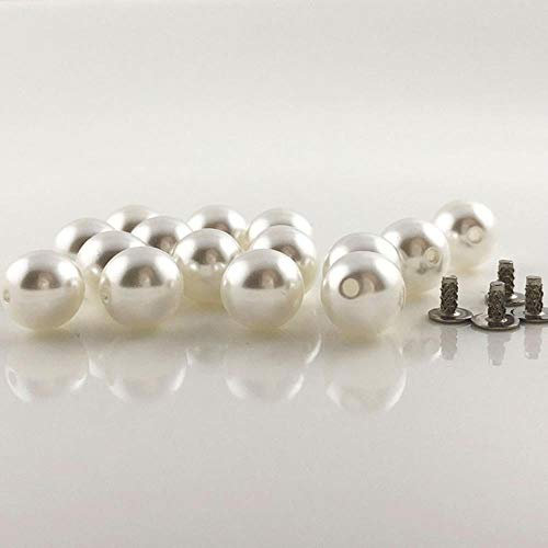 100/200 Sätze runde Imitation Perlennieten Punknieten Nieten Spikes Dekor Nieten Fit für Gürtel Taschen Schuhe Kleidungsstücke DIY, 8MM Weiß, 100 Sätze mit Setter
