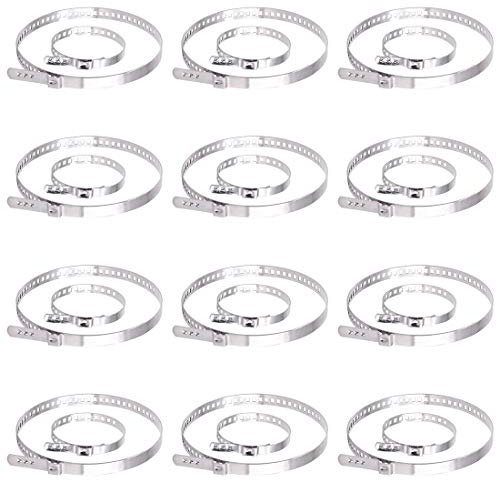 Swpeet 24Pcs CV Boot Clamp Assortment Kit, 12 Pairs Universa Small and Large Stainless Steel Universal Adjustable Stainless Steel Drive Shaft Joint Boot Crimp Clamp Kit for Most Cars