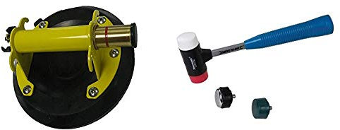 Stanley 6-97-187 Ventouse une Tête 200mm Jusqu'À 120 kg - Corps et Poignée en métal Résistant avec Revêtement Anti-Dérapant & Silverline Maillet 4 têtes en 1 interchangeables Ø 37 mm - multicolore