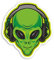 2 x 10 cm grüner Alien-DJ-Vinyl-Aufkleber – Musik Weltraum lustiger Aufkleber #29060