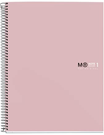 Miquelrius - Quaderno A4, Notebook The Original Colors, 80 Fogli di 90 g/m² e 1 Striscia di Colore, Taccuino a Righe Orizzontali 7 mm, 4 Fori, Copertina Rigida in Cartone Plastificato, Sabbia