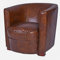 Art Deco „Montmartre Paris“ Clubsessel dickes Echtleder (Vintage Cigar) – Handgefärbt, massiver Holzrahmen, zeitloser 30er-Jahre-Stil Exklusives Solitärmöbel Herrenzimmer, Bibliothek & Kaminzimmer